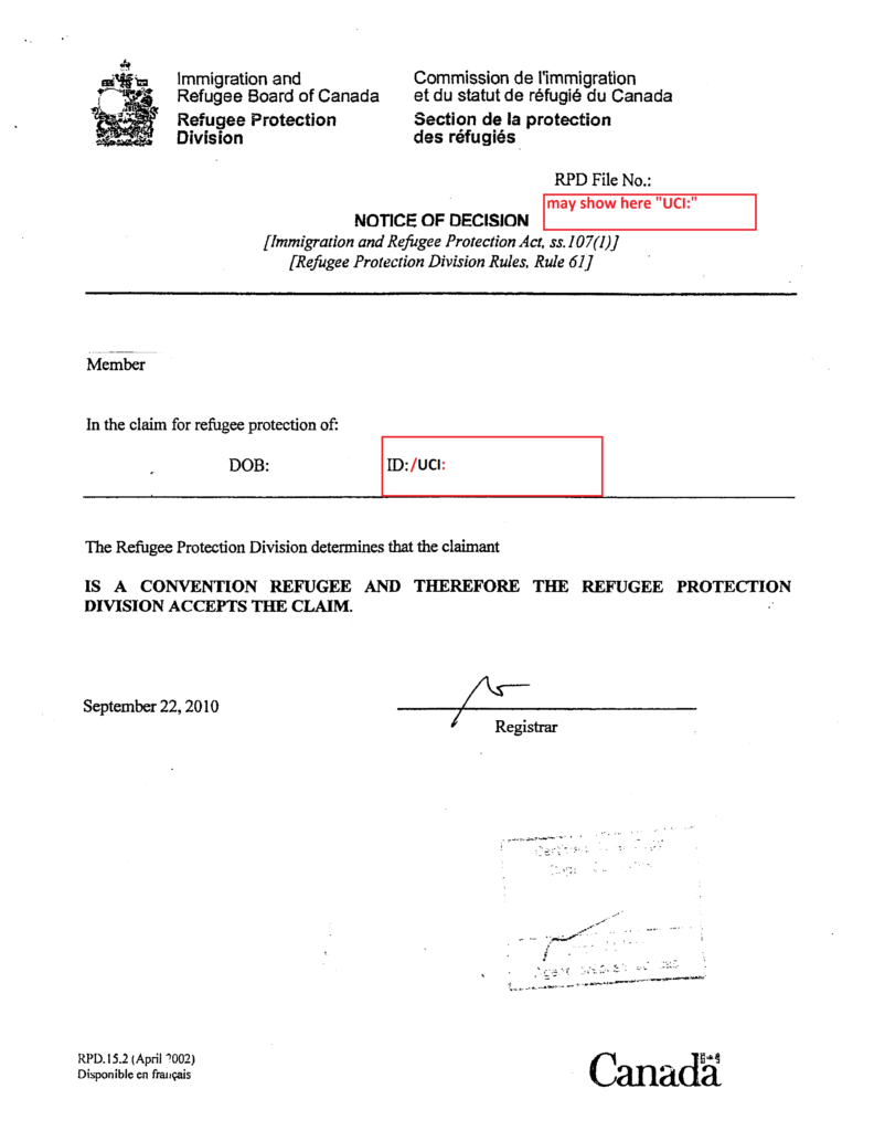 notice of decision